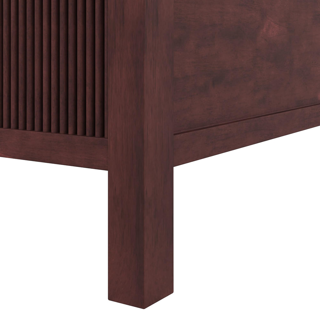 Wooden Canopy Bed Frame with Headboard, Espresso