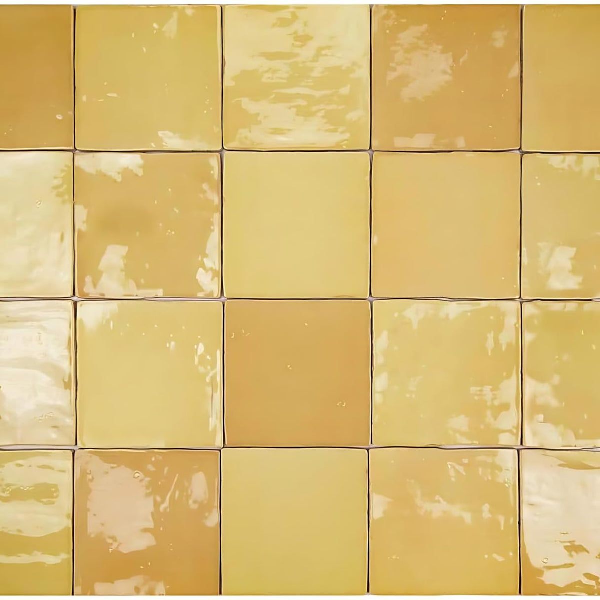 5x5 Tamaris Oro Yellow Mustard 5 inch x 5 inch Handmade Ceramic Subway Wall Tile Backsplash Glossy (Box of 30