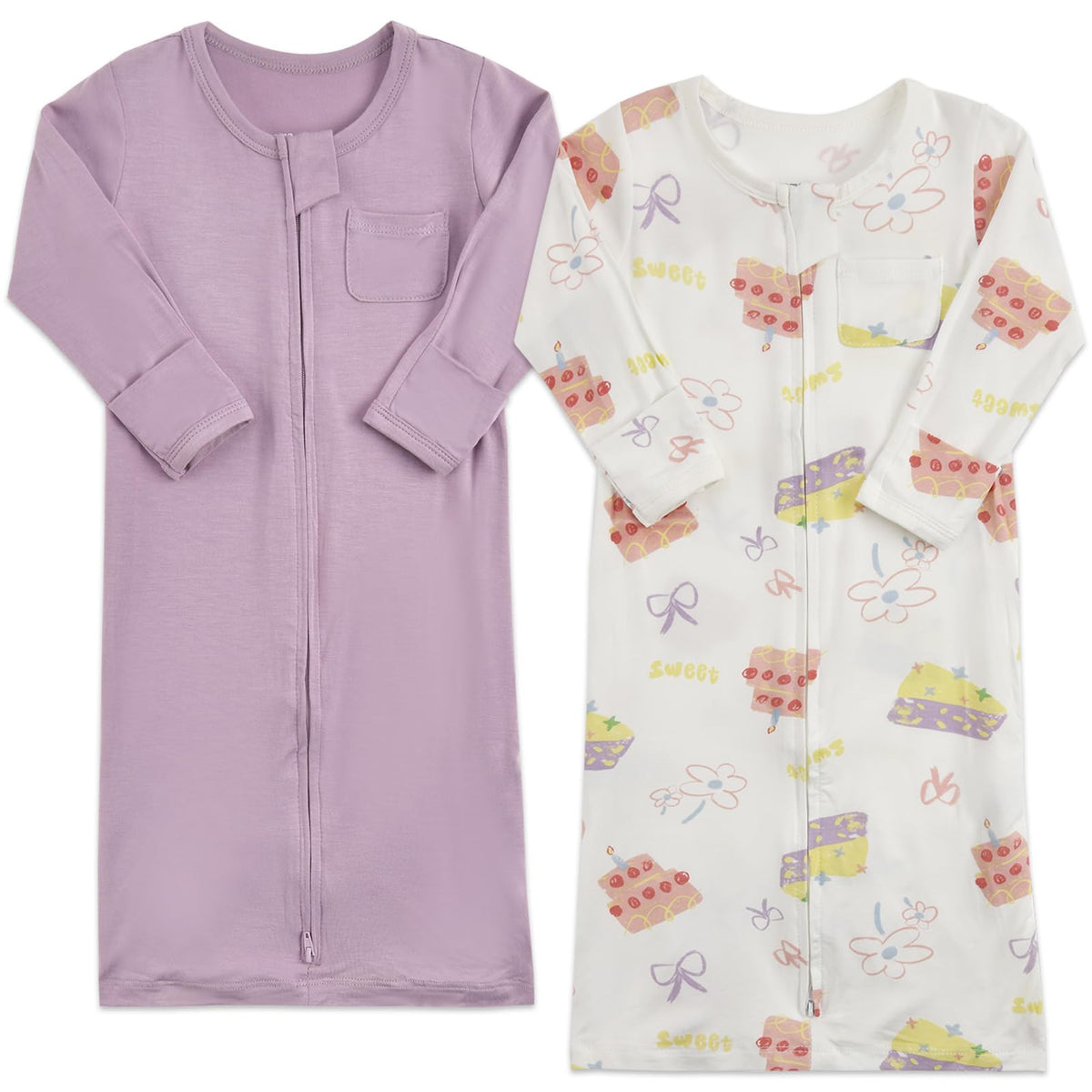 Baby Nightgowns Rayon of Bamboo way Zipper(Purple/Cake, )