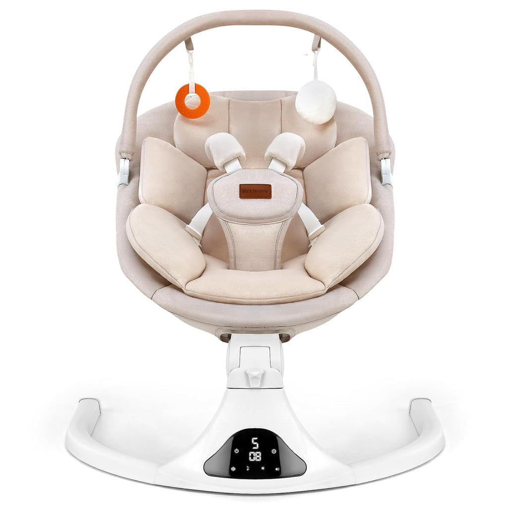 Swings for Infants Remote Control Bluetooth Music Speed Beige