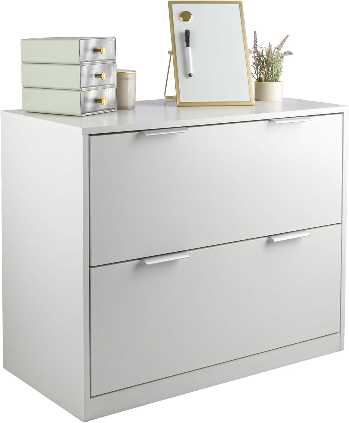 2 Drawer File Cabinet - Wooden Lateral Filing Cabinet with 2 Large Storage Drawers and Adjustable Hanging File Bars