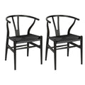 Wishbone Chairs Set of 2, Solid Ash Wood Dining Chairs (Black)