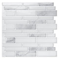 Stone Peel and Stick Backsplash, 10-Sheet, 12" x 12", White Marble