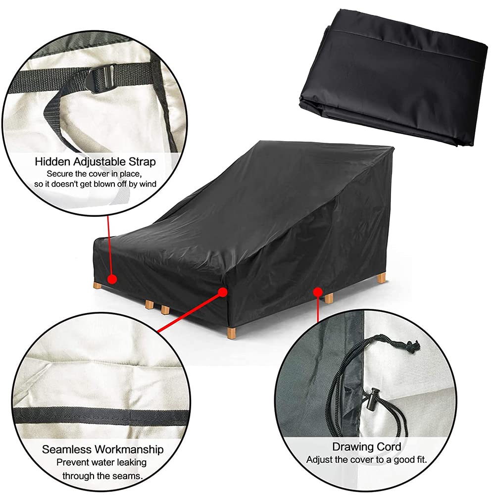 Double Wide Patio Chaise Lounge Chair Cover Waterproof 82in Outdoor Patio 2 Person Rattan Daybed Sofa Recliner Chaise