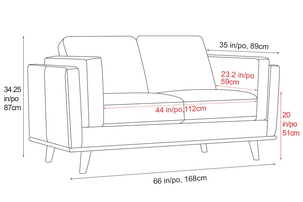 Artisan Full Leather Loveseat Sofa 66" - Pure Full Italian Nappa Leather Couch, Solid Wood Accent, Ultimate Comfort