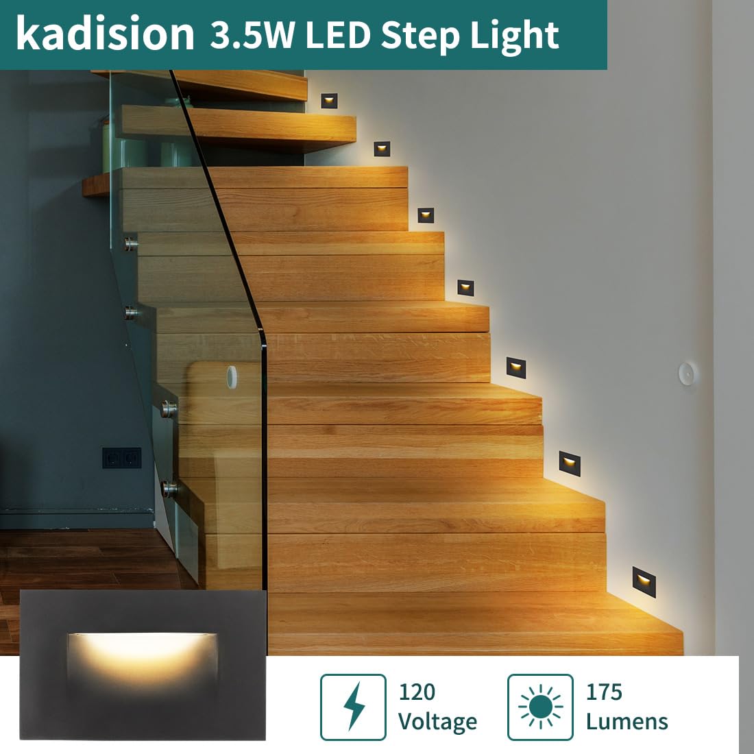 120V Dimmable LED Step Lights, 3000K/4000K/5000K, 4-Pack