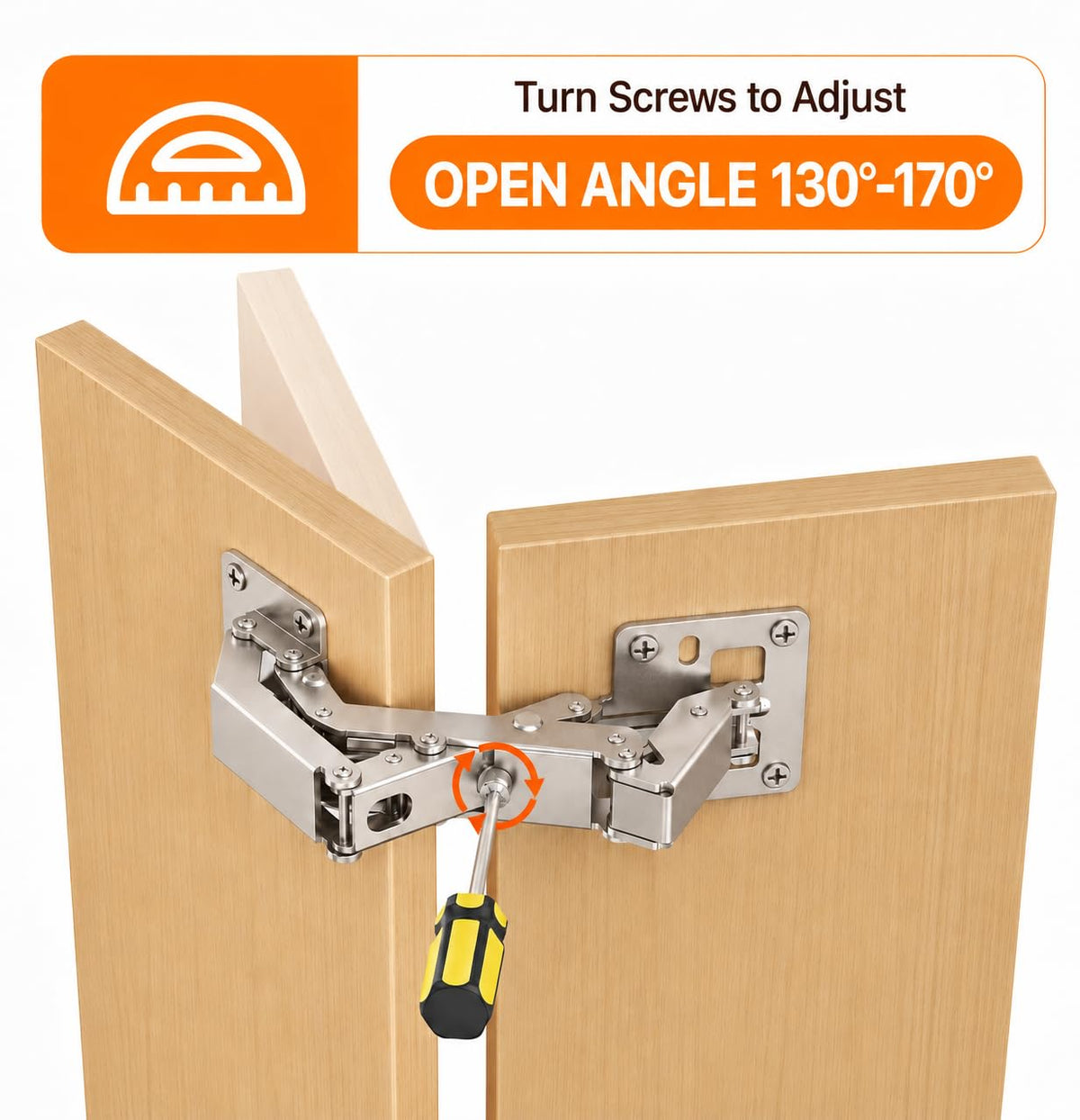 170° Soft Close Cabinet Hinges, Wide Opening Hydraulic Cupboard Hinges for Thick Cabinet Doors, Heavy-Duty Angle