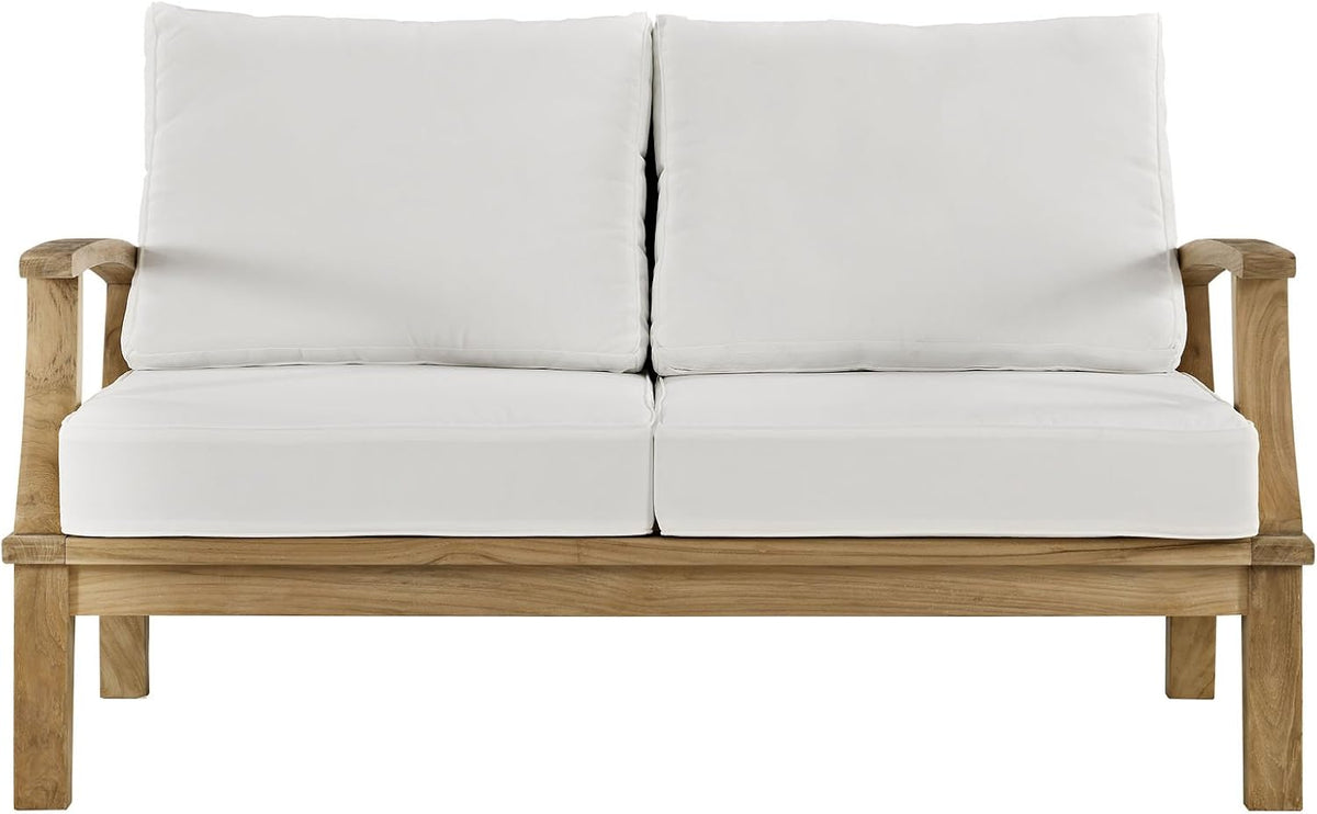 EEI-1144-NAT-WHI-SETMarina Premium Grade A Teak Wood Outdoor Patio Loveseat Natural White