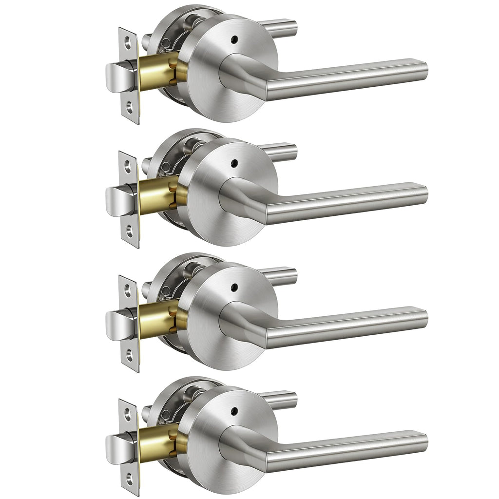 Brushed Nickel Door Handles Interior Privacy Door Handle 4 Pack