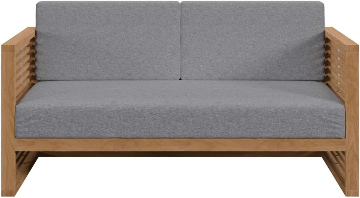 Carlsbad 3-Piece Teak Wood Outdoor Patio Set in Natural and Gray