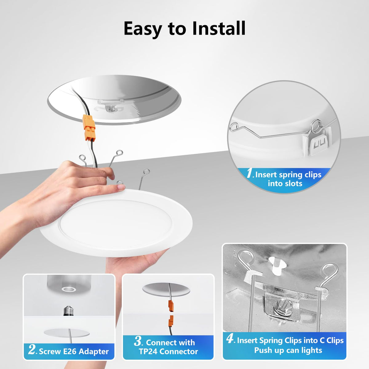 6 Inch Recessed Lights, 5CCT LED Can Lights, Dimmable, 24 Pack,White