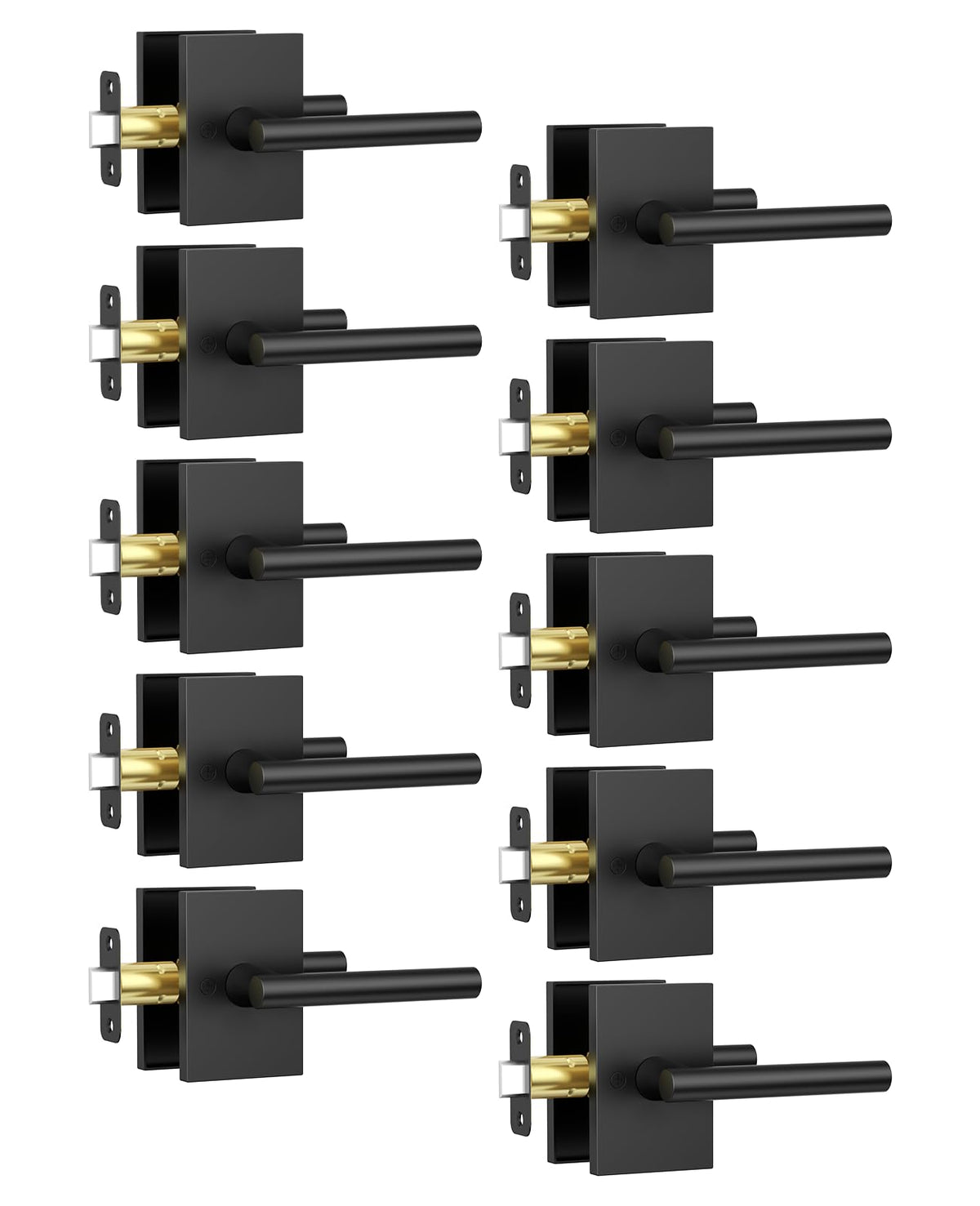10 Pack Matte Black Passage Interior Door Handles