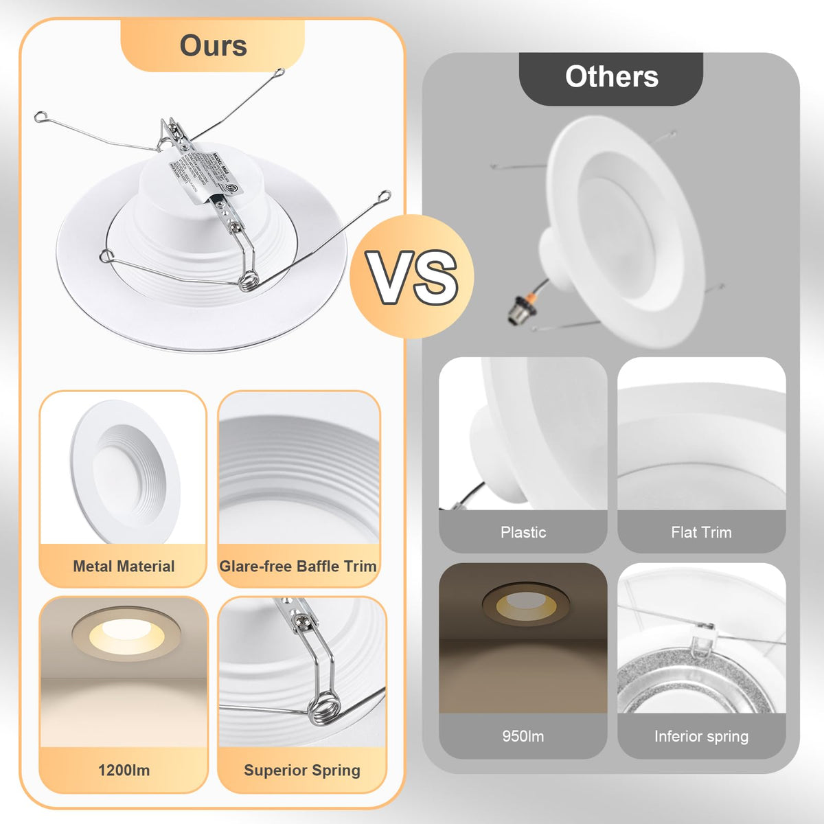 Brushed Nickel Recessed Lighting 6 Inch,12 Pack Recessed LED Retrofit Lighting,2700-6000K 5CCT Selectable, Damp Rated