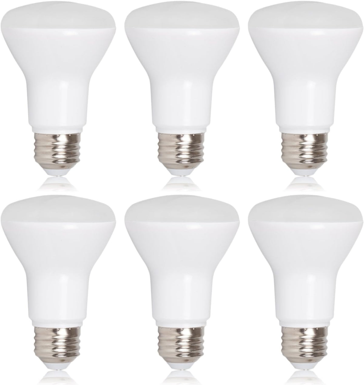 LED BR20 Bulbs, Dimmable, 7W, 600 Lumens, Warm White 3000K, 6 Pack