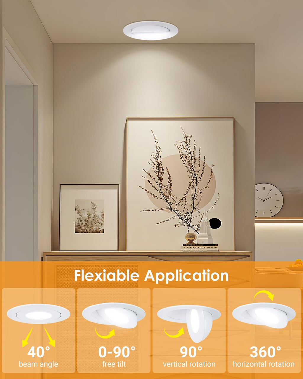 3 Inch Gimbal LED Recessed Lights 6 Pack,5CCT Canless Light