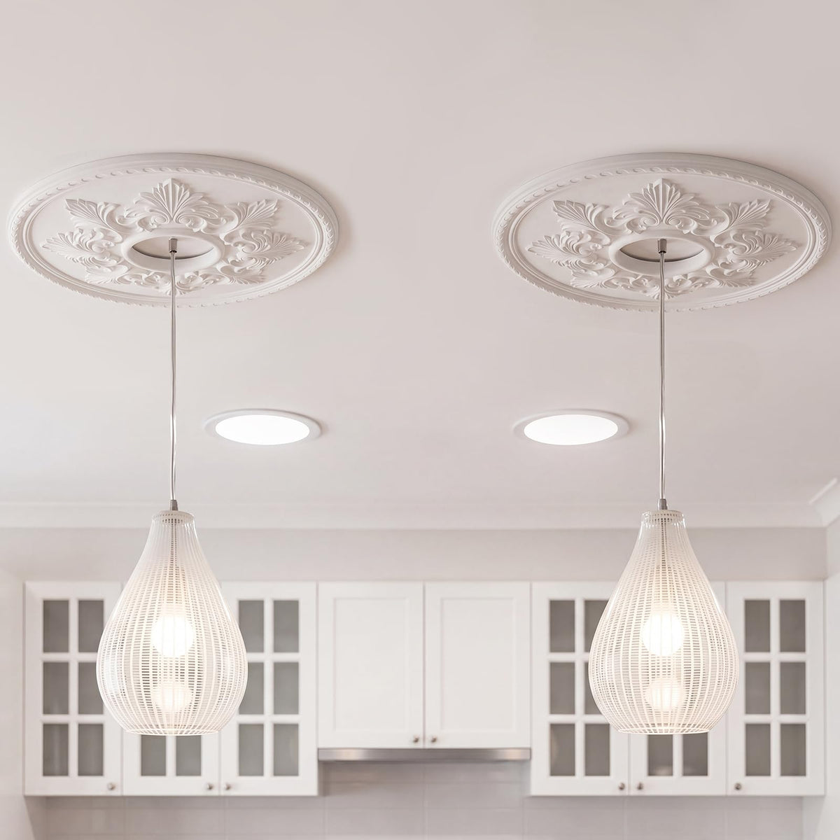 2 Pack 15" OD x 3.94" ID PU Chandelier Fan Ceiling Medallion
