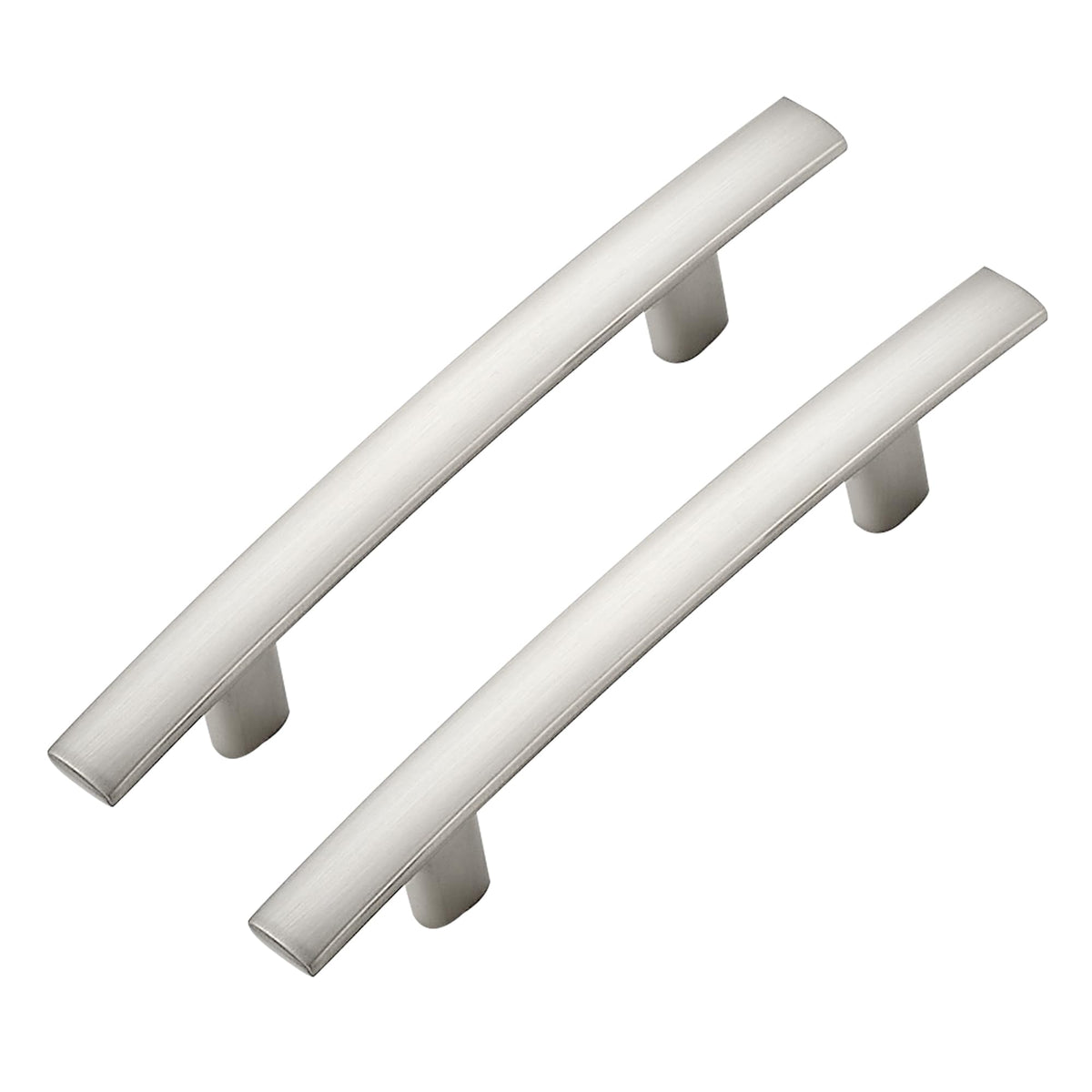30 Pack Brushed Nickel Cabinet Handles, 3" Hole Center Curved Pulls