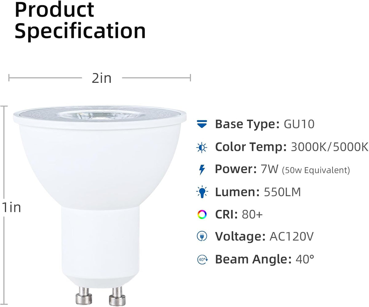 Light Bulbs MR16 led Light Bulb GU10 led Bulb 5000K 10Pin Energy Efficient 7W 550Lumens 120V, Range Hood, Living