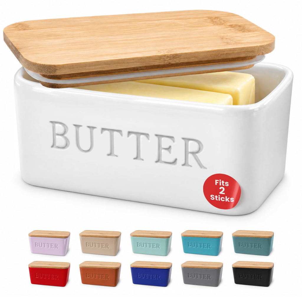 Extra Large Butter Dish with Lid for Countertop, Ceramic Butter Container With Airtight Cover, Butter Keeper