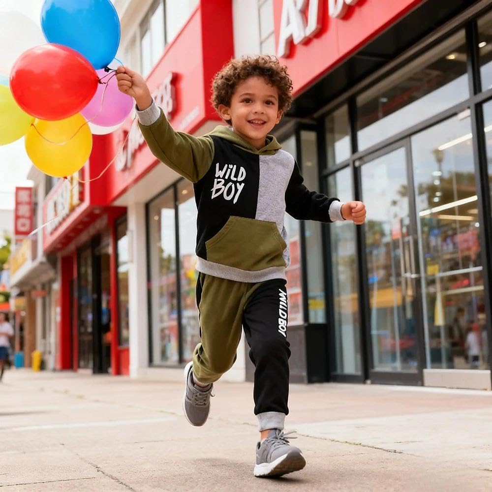 Toddler Baby Boy Clothes Fall Hoodies Color Block Sweatshirt Pants 2pcs 5 T Winter Outfits Set