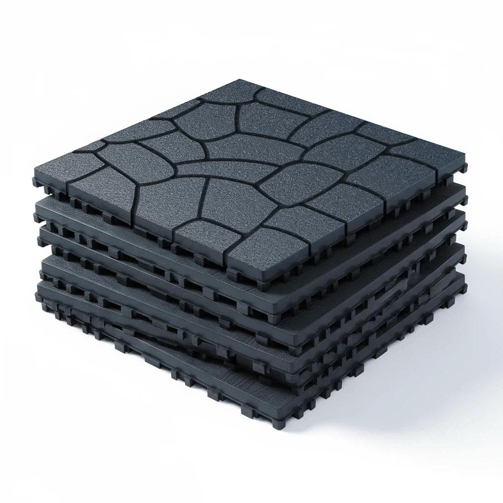 Interlocking Deck Tiles 44 Pack, Plastic Outdoor Deck Tiles, 12"x12" Waterproof Deck Flooring Tiles, Easy Snap