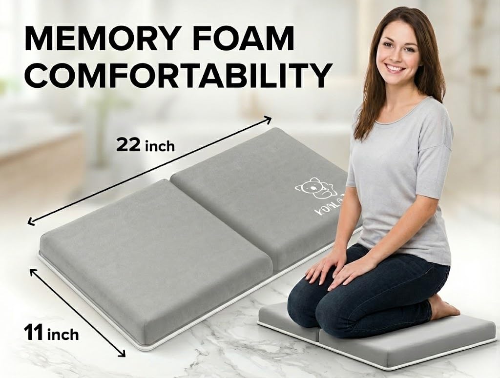 Comfortable Baby Bath Kneeler and Elbow Rest Pad - Thick Memory Foam Cushion - Non-Slip Mat with Toy Organizer