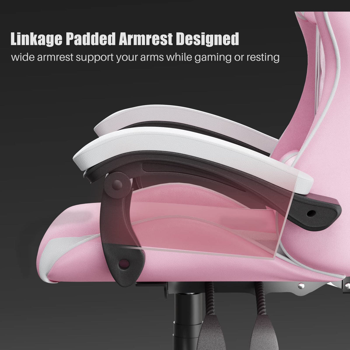 Gaming Chair with Lumbar Support, Comfy Gamer Chairs Pink
