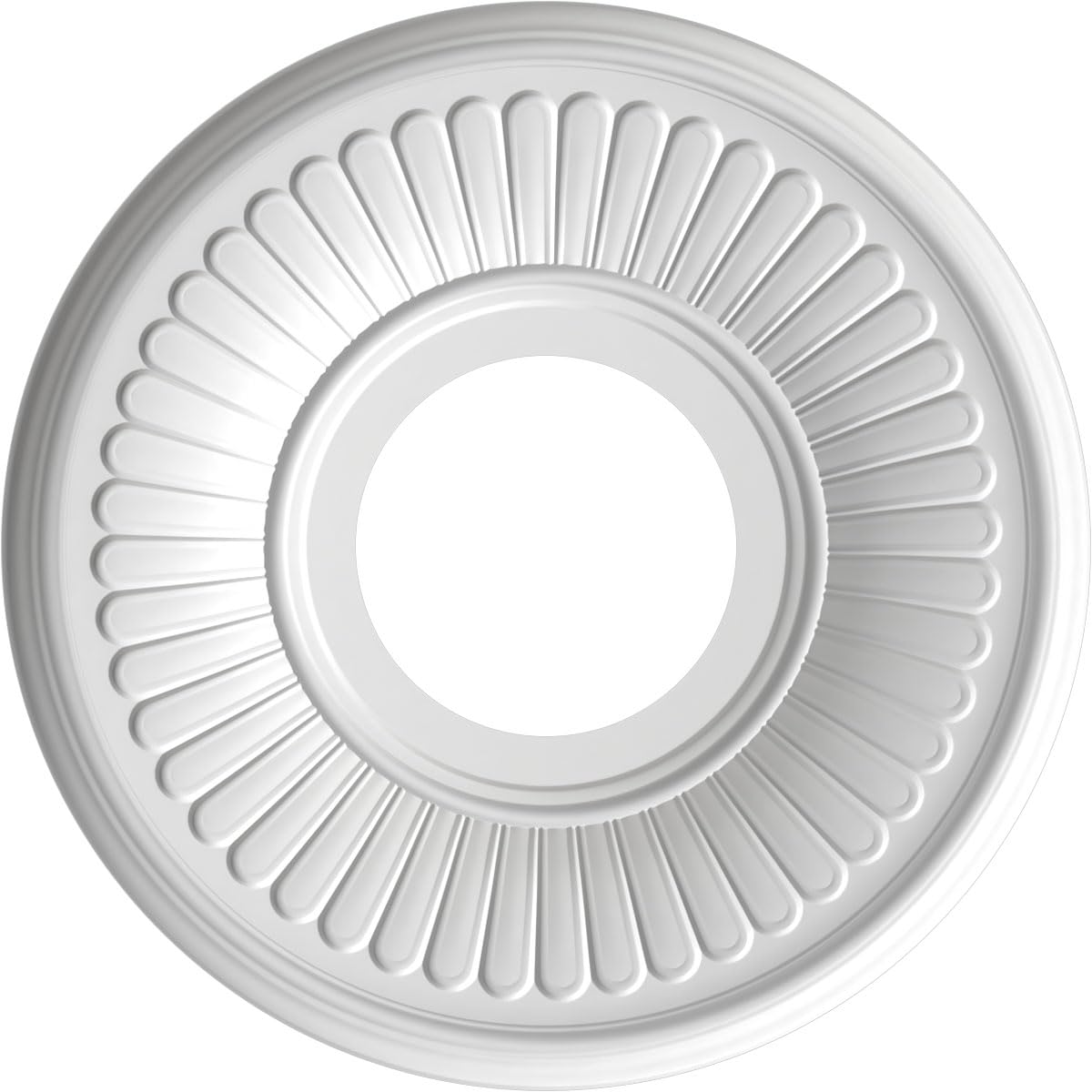 Berkshire Thermoformed PVC Ceiling Medallion (Fits Canopies up to 4 1/2"), 10"OD x 3 1/2"ID x 3/4"P
