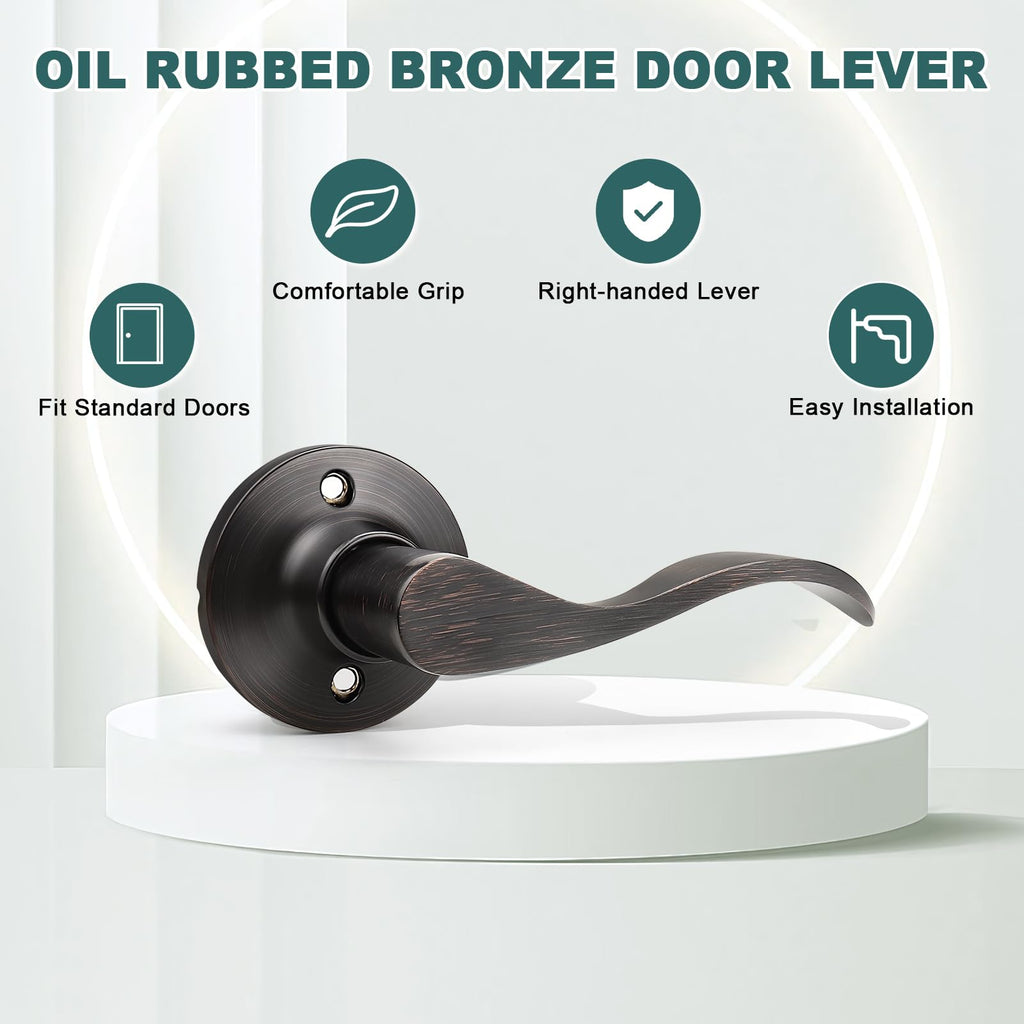 5 Pack Half Dummy Door Handles Oil Rubbed Bronze Dummy Lever Door Handle for Closets Right-Handed Dummy Door Levers