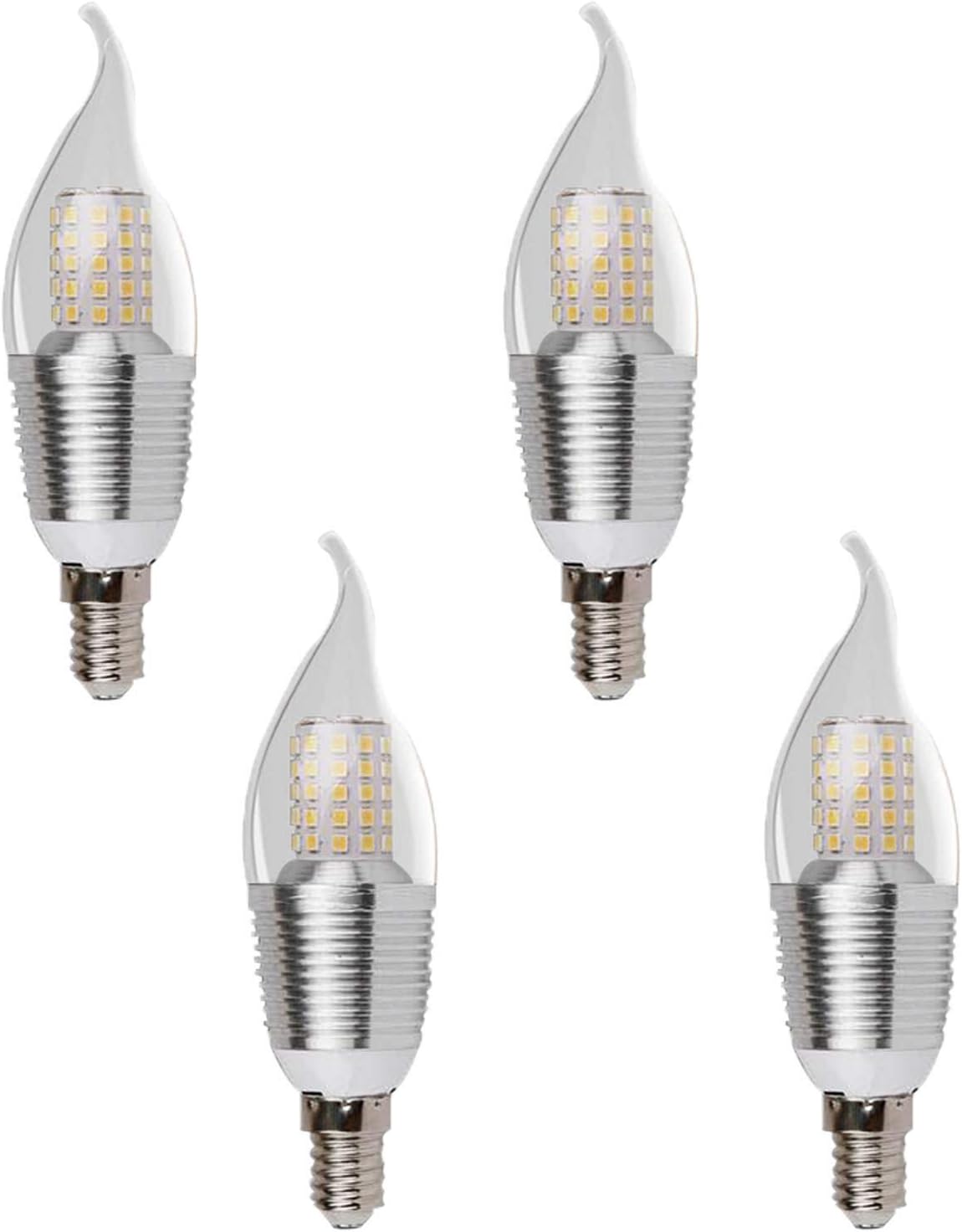 4 Pack E12 Base LED Candelabra Light Bulbs 12W Warm White 3000K LED Candle Bulbs 100W Incandescent Equivalent