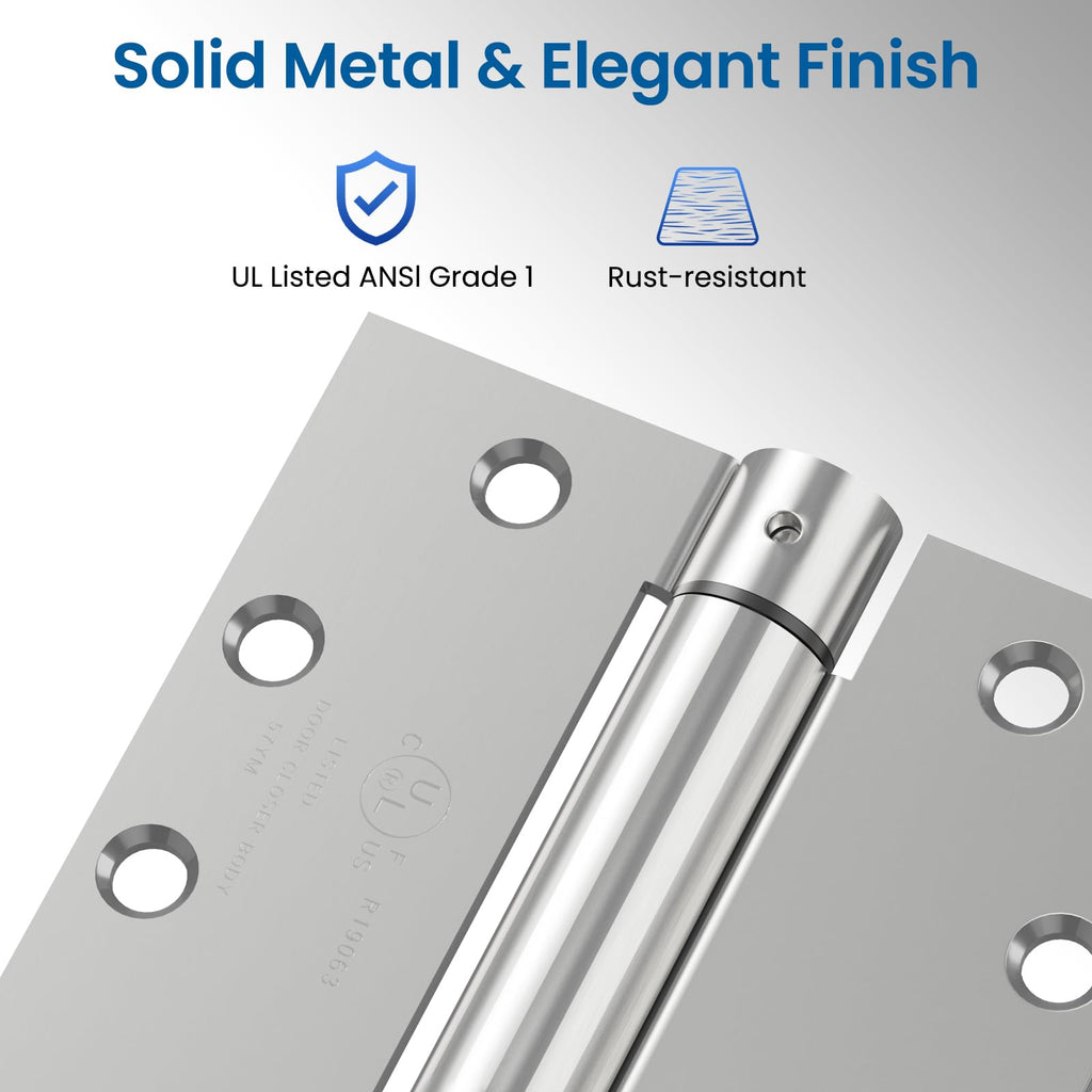 3 Pack Self Closing Door Hinges 4.5 Inch Spring Hinge, Brushed Nickel