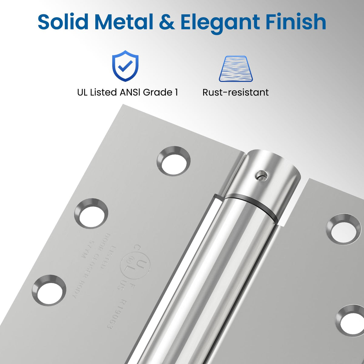 3 Pack Self Closing Door Hinges 4.5 Inch Spring Hinge, Brushed Nickel