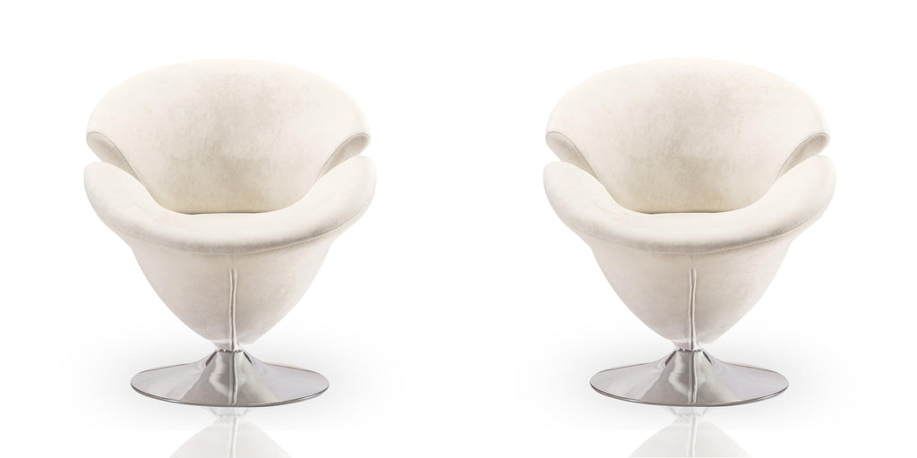 Inspired Saarinen Style Tulip Swivel Accent Chair Set of 2 with 360° Turn, Modern Flower Inspired Design, Soft Velvet Upholstery, Polished