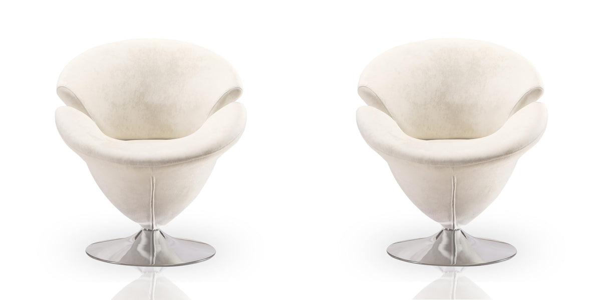 Inspired Saarinen Style Tulip Swivel Accent Chair Set of 2 with 360° Turn, Modern Flower Inspired Design, Soft Velvet Upholstery, Polished
