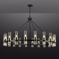 Inspired Ravelle Style Black Wagon Wheel Chandelier, 60 Inch Glass Chandeliers, 20 Light Chandelier for High Ceiling, Modern Farmhouse Chandeliers for Living Room, Dining Room, Entryway, Stairwell(Bulbs Included)