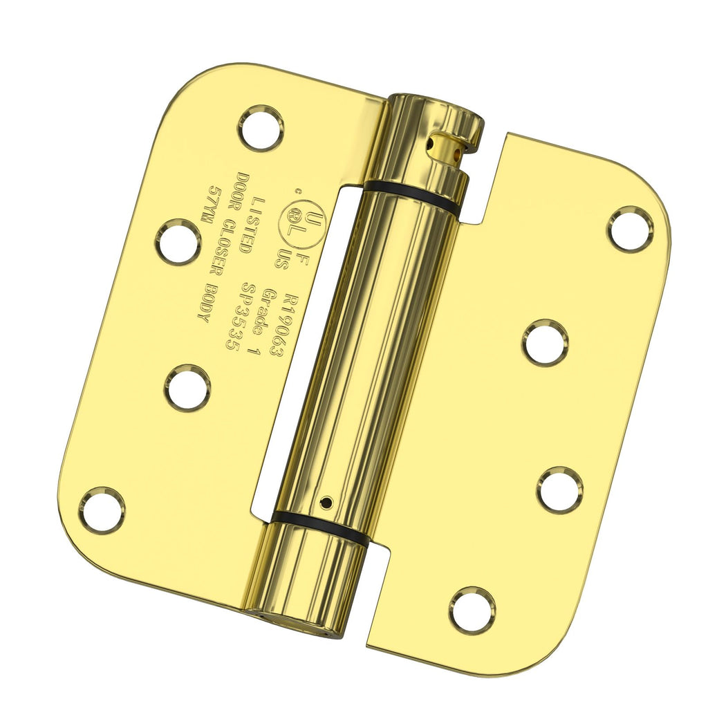 3 Pack Self Closing Door Hinges 4 Inch Brass 5/8" Radius Corners