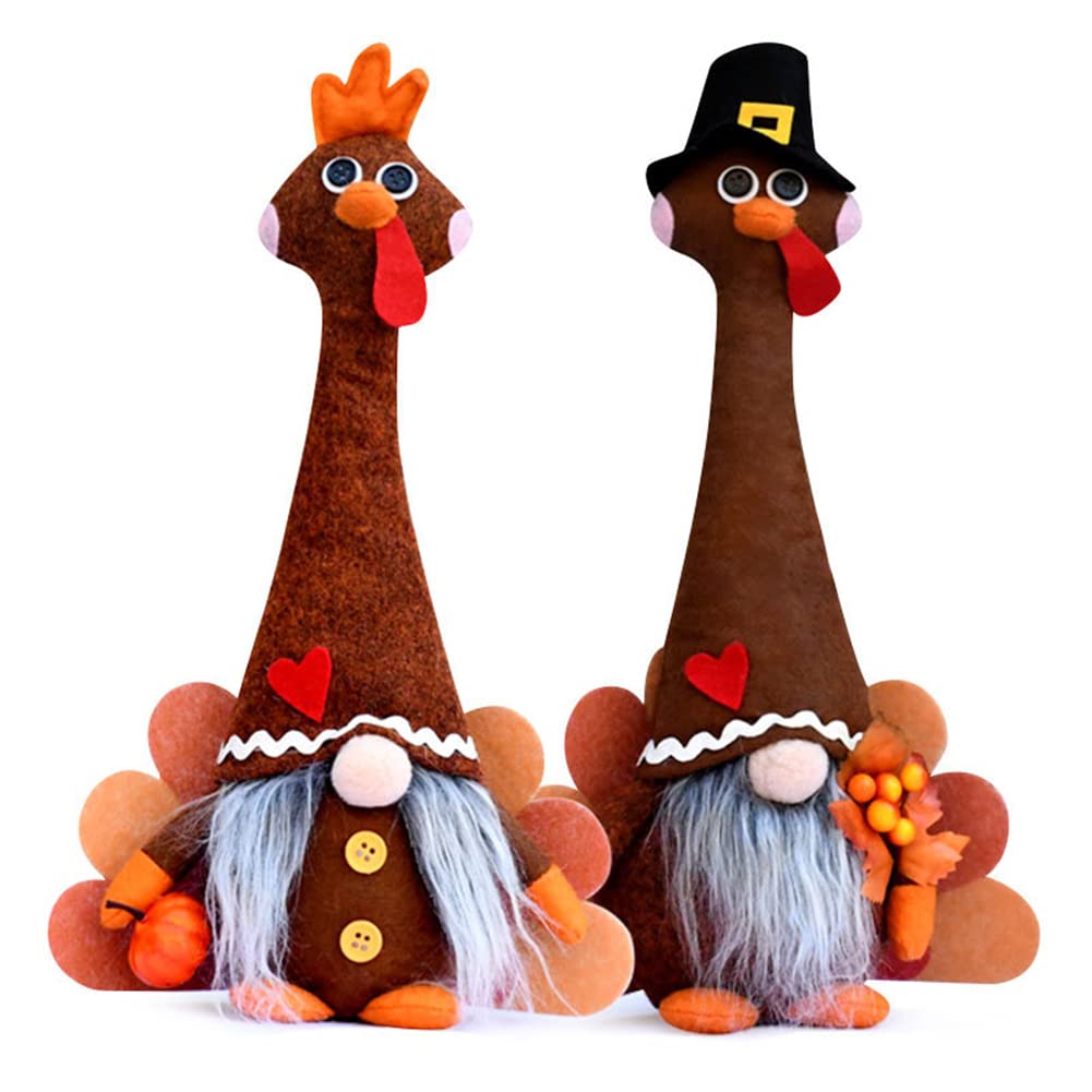 Fall Gnomes Plush Set of 2 - Thanksgiving Turkey Gnomes Decor