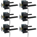Long Plate Keyed Entry Lever Lock for Exterior Door and Front Door in Black,MDC894-DB-ET-6P