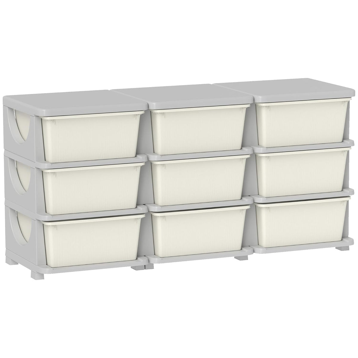 9 Drawers Kids Storage Unit 3 Tier Toy Organizers Cream White | Stackable Storage Chest, Bedroom, Nursery, Playroom