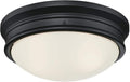 Meadowbrook 13 inch Traditional Two-Light Flush Mount Outdoor Ceiling Light Fixture Matte Black Finish, Frosted Glass