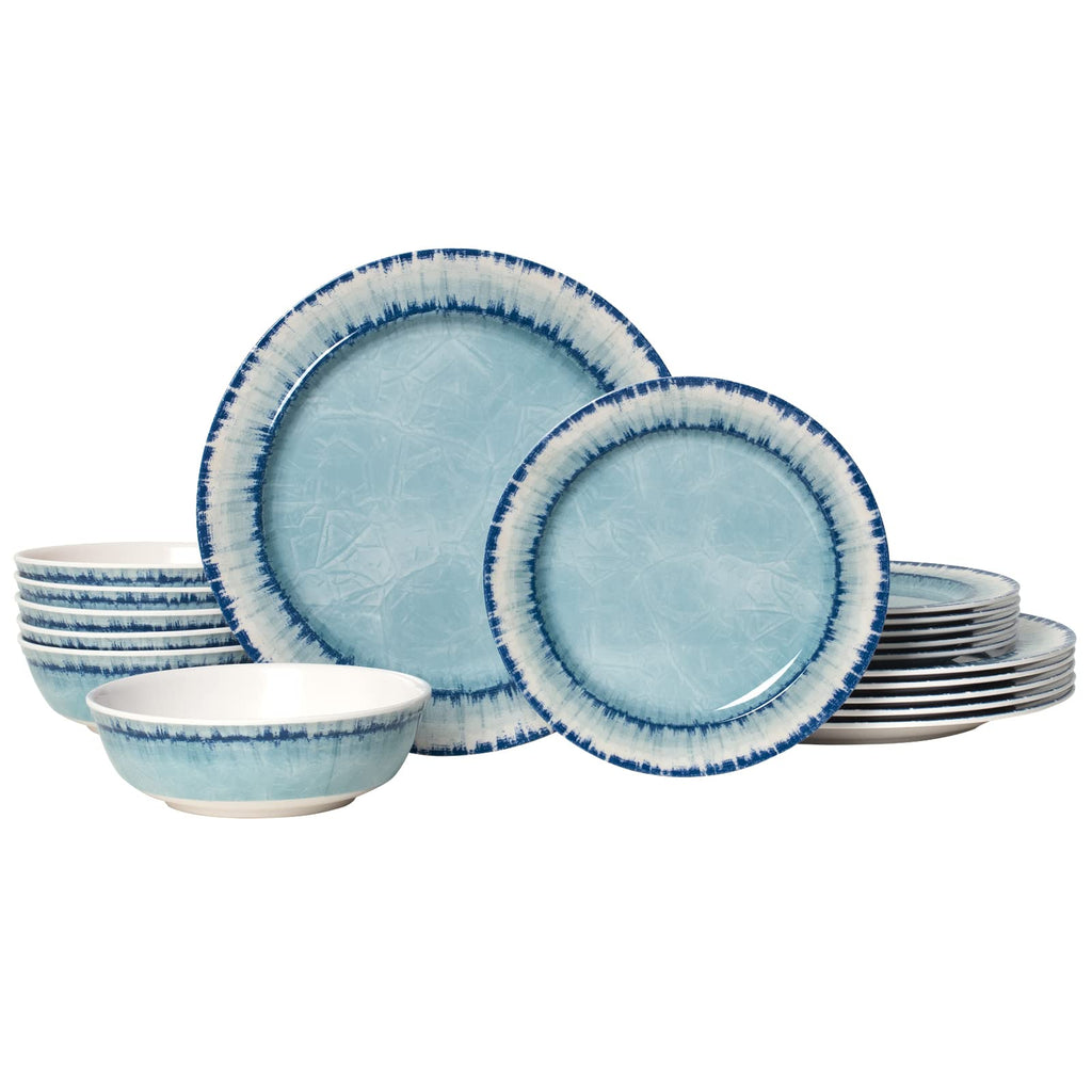 Melamine Dinnerware Set of 18 Pcs Dinner Dishes Set, Lightweight Unbreakable for Indoor and Outdoor Use, BPA Free