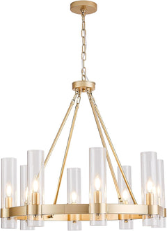 Inspired Ravelle Style Wagon Wheel Chandelier 8-Light Glass Pendant Light