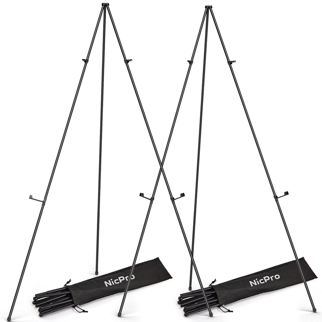 2 Pack 63 Inches Easel Stand for Sign, Black, with Carry Bags
