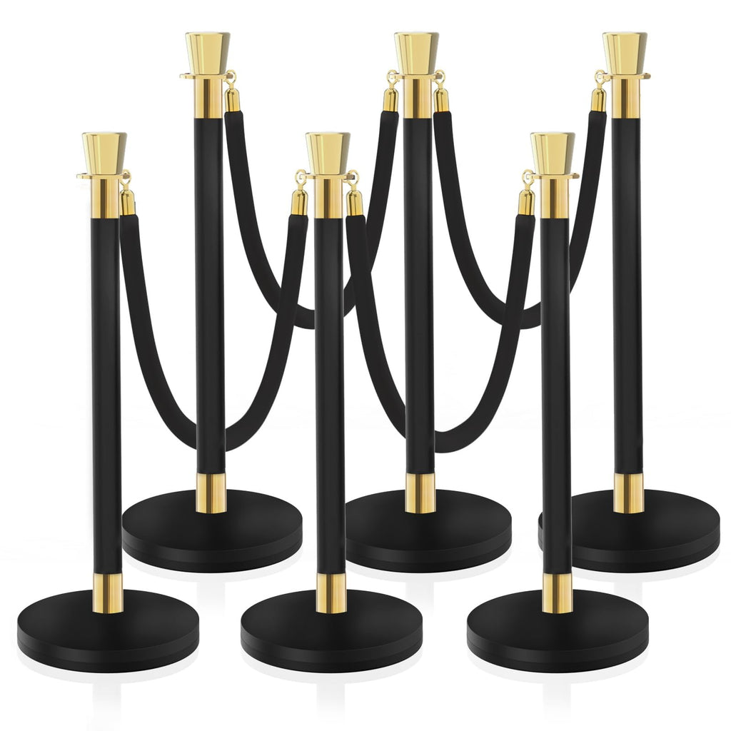 Black Stanchion, 5 ft Black Velvet Rope Red Carpet Ropes and Poles, Stainless Steel Stanchions Post Used for