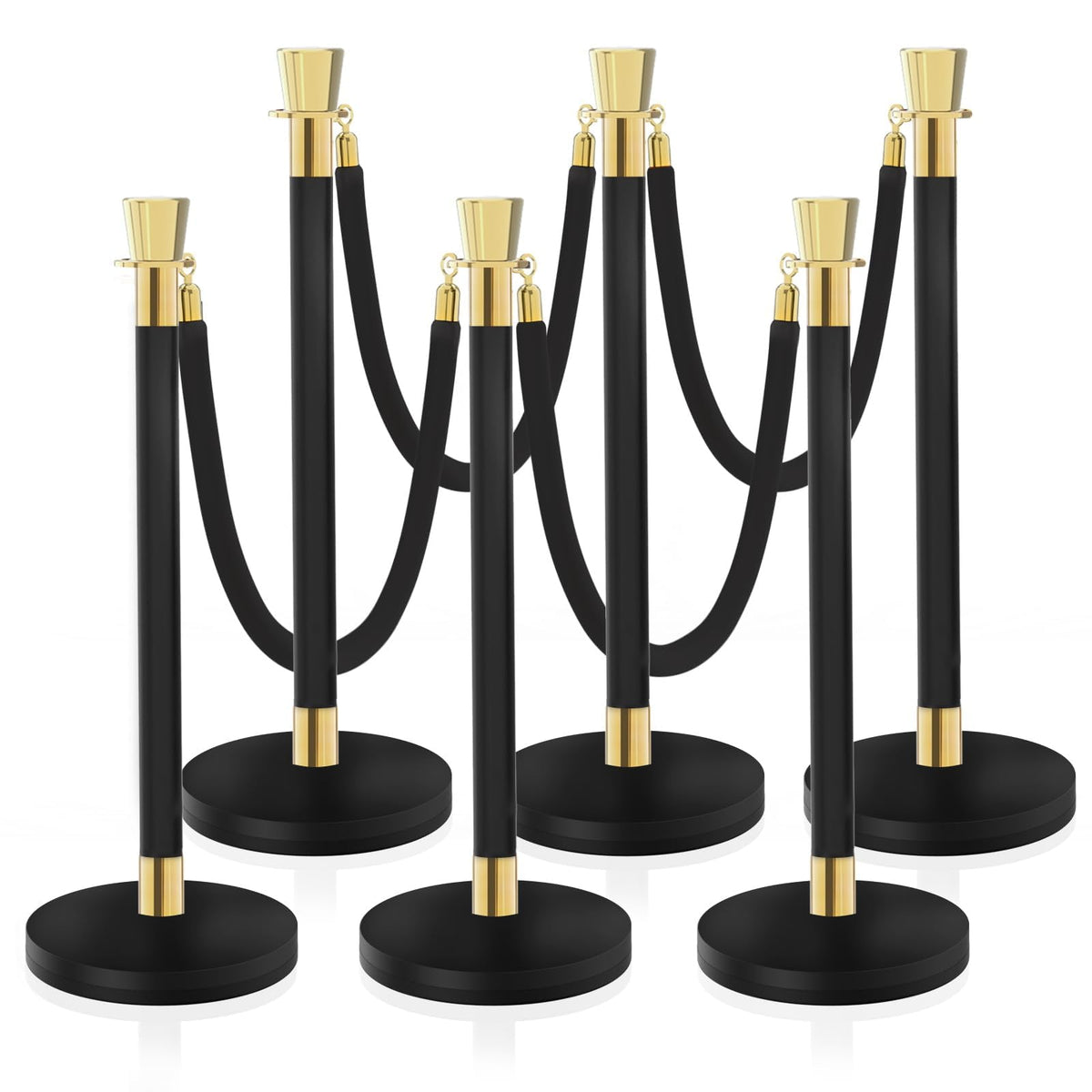 Black Stanchion, 5 ft Black Velvet Rope Red Carpet Ropes and Poles, Stainless Steel Stanchions Post Used for