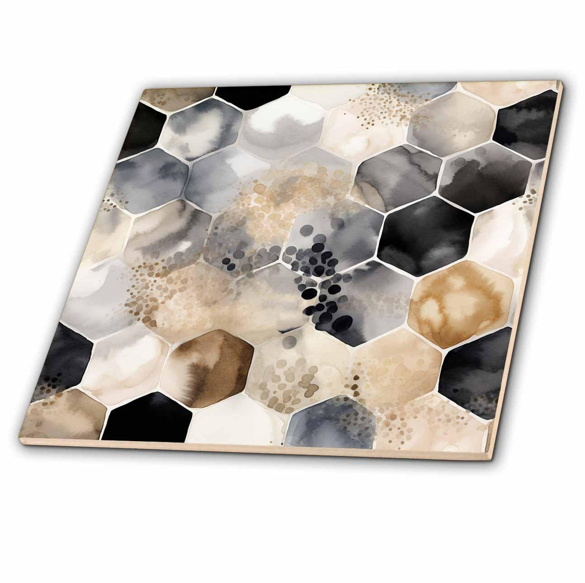 Contemporary Black & Gray Grunge Octagon 8 Inch Ceramic Tile