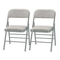Pack of 2 (Fabric/Vinyl) Steel Frame Metal Foam Padded Folding Chairs (Black, Gray, White) (2-Pack - Fabric White)