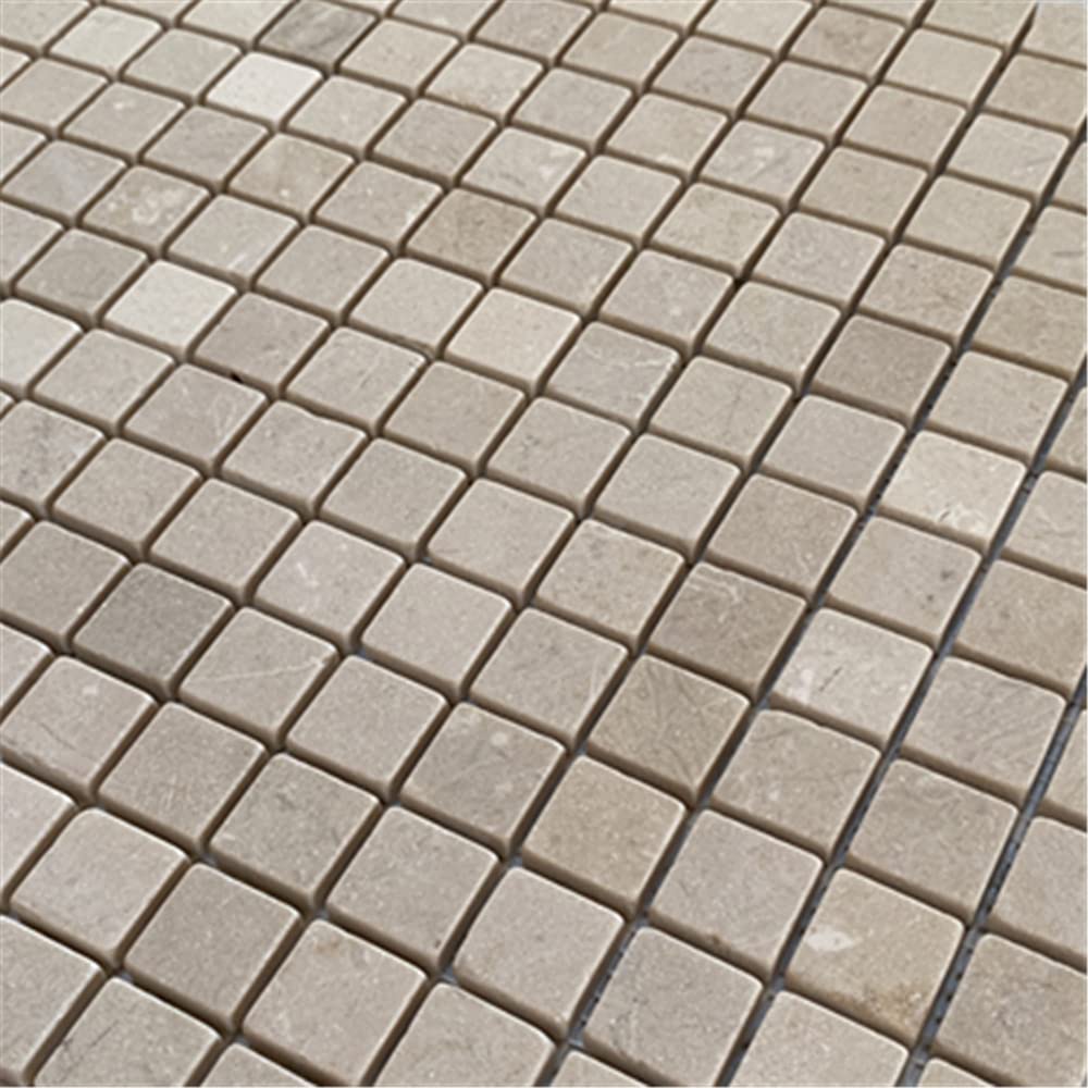 Crema Marfil Marble 3/4x3/4 Square Mosaic Tile Tumbled Kitchen Bath Wall Floor Backsplash Shower (1 Sheet)