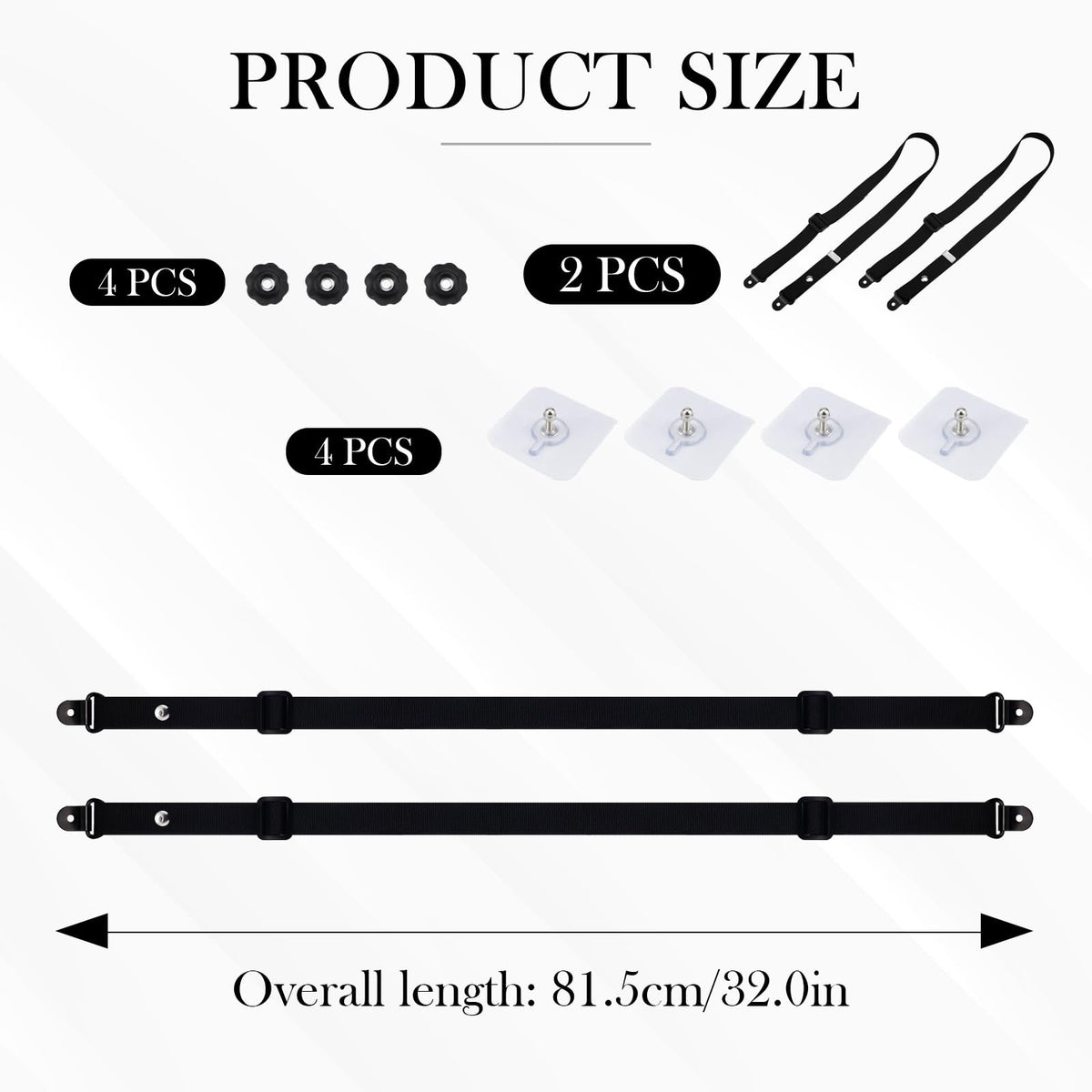 2 Pack Adjustable TV Safety Straps, Wall Anchors Prevent Falling Strap, No-Drill Adhesive Anti-Tip Furniture Anchors