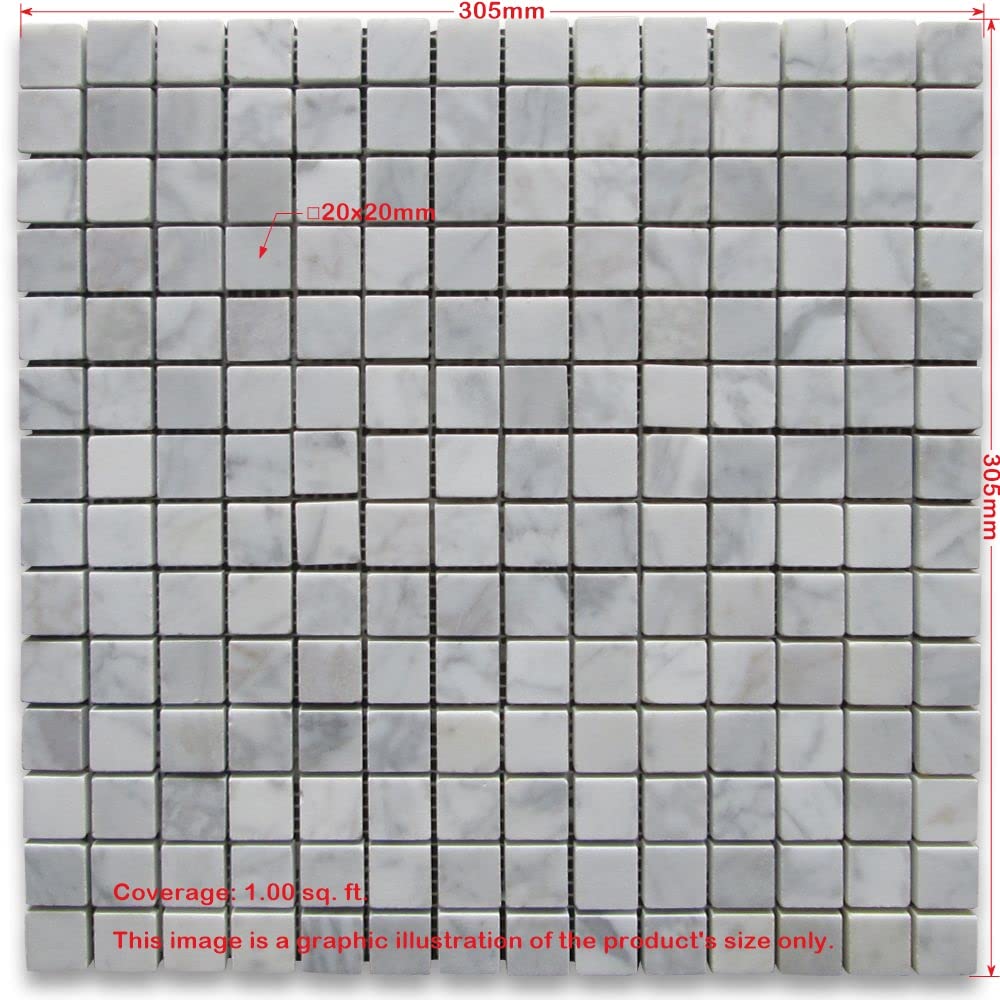 Crema Marfil Marble 3/4x3/4 Square Mosaic Tile Tumbled Kitchen Bath Wall Floor Backsplash Shower (1 Sheet)